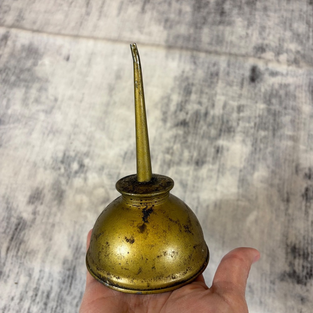 Vintage Eagle Thumb Pump Oiler Can Made in USA Brass Tone Metal Industrial Decor